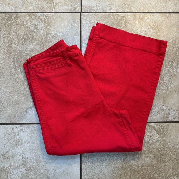 Madewell Pants - MADEWELL Emmett Wide Leg Crop Pants High Rise Welt Pocket Bright Red Size 31